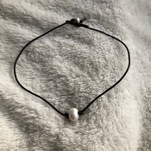 pearl choker with black string